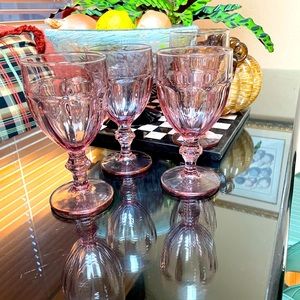 Libby Gibraltar Duratuff set of 4 Pink Tea Water Champagne Goblets USA 10 oz